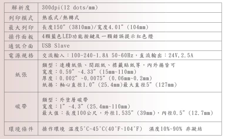 T4標籤機(說明表格)