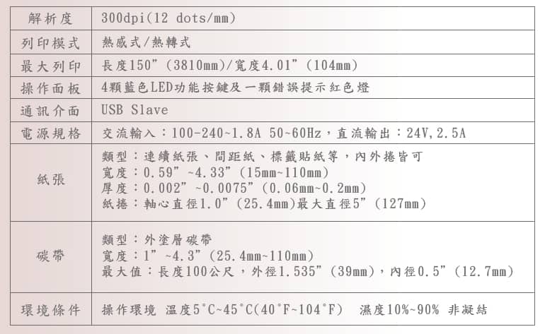 T4標籤機(說明表格)