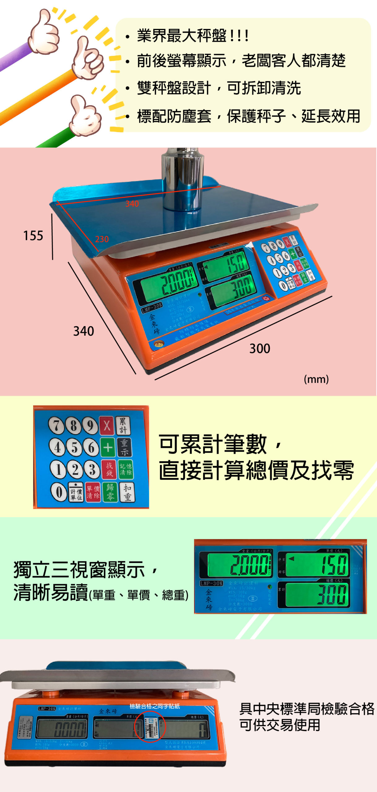 金來磅LMP-30K 計價秤 | 沛禮國際 Polit 電子秤專賣